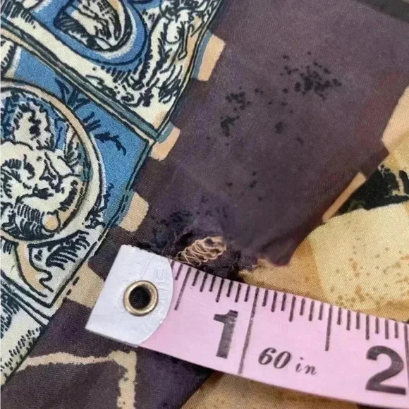 Details Express Womens Vintage 90s Silk Oversize Shirt Size L Brown Gold Funky - Picture 12 of 16